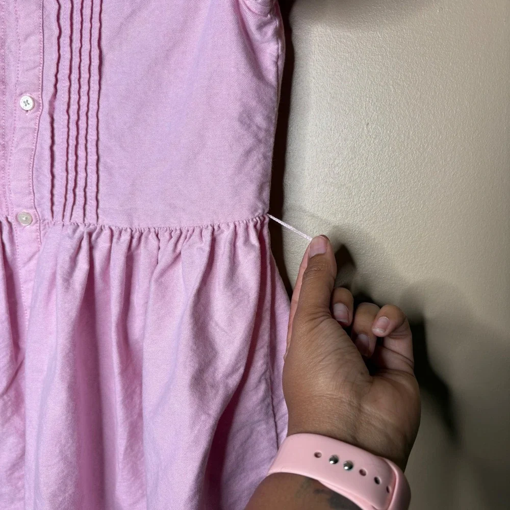 Ralph Lauren Girls Pink Oxford Pintuck Pleated Shirt Dress Size 14 Preppy Cute
